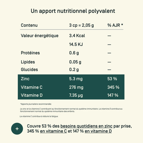 Spiruline Immuno+ — apports nutritionnels
